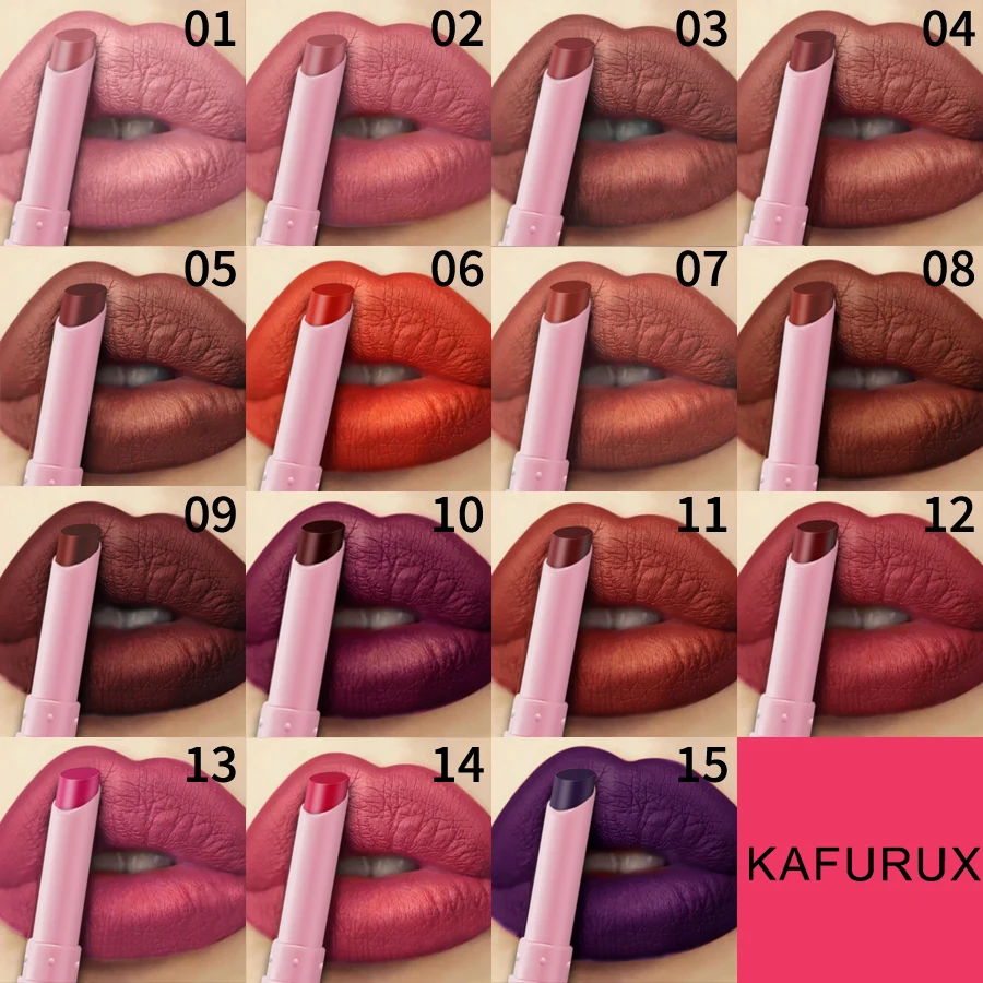 Rossetto impermeabile opaco velluto sigaretta a 15 colori Lucidalabbra a lunga durata Trucco labbra Rosso Marrone Rosa Penna per labbra Tinta per labbra