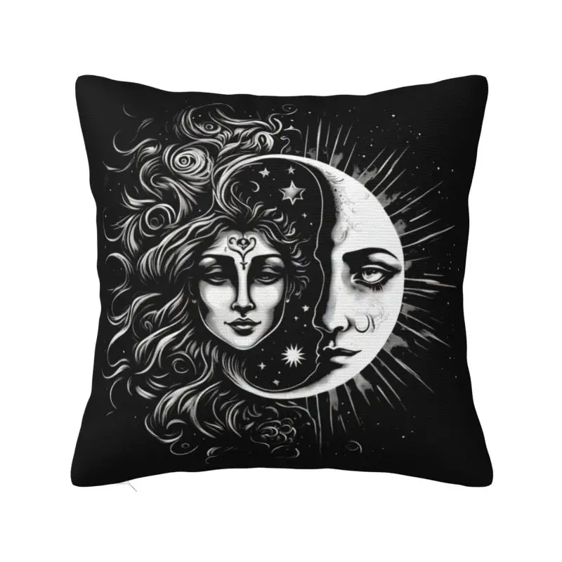 Custom Fashion Vintage Moon Solar Eclipse Cushion Cover 45x45cm Velvet Pillow Case for Car Square Pillowcase