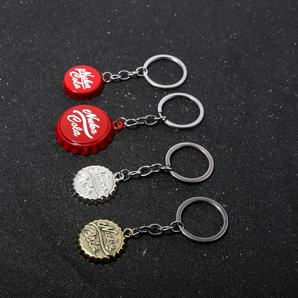 Game Fallout Bottle Cap Keychain Red Coke Bottle Opener Multifunctional Pendant Men And Women Backpack Jewelry Accessories