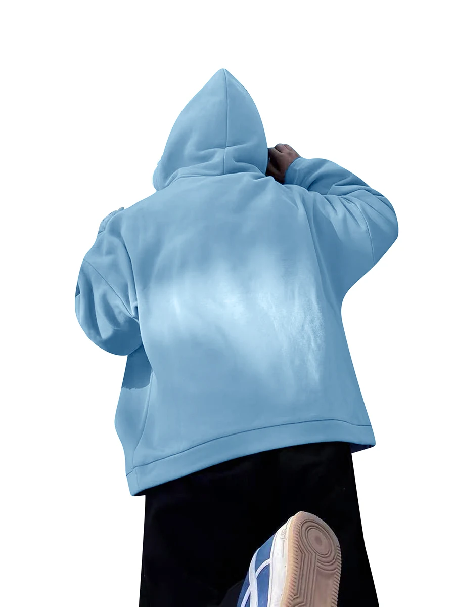 Women s Spring Autumn Drawstring Hoodie Long Sleeve Shark Hooded Sweatshirt with One Pocket