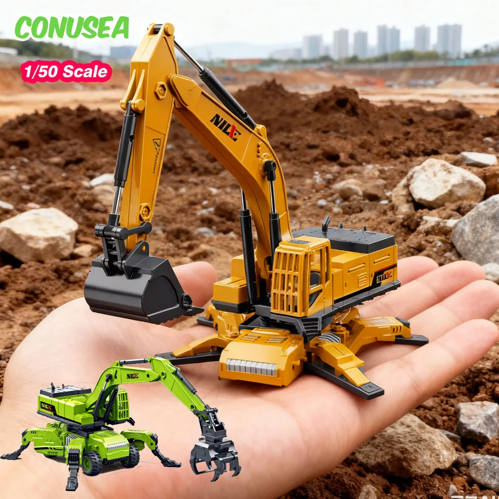 1/50 Excavator Truck Inertial Toy Deformation Engineering Vehicle Plastic Model Scale Cars Toys for Boys Children Christmas Gift