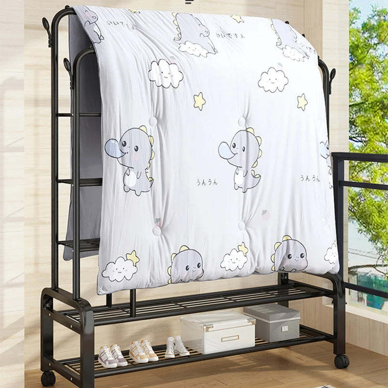 Minimalista Garment Black Clothes Hanger, Stand Secagem Rack, Varanda Designer Pole, Móveis Hall