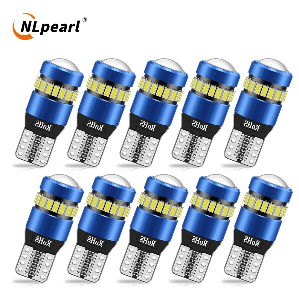 NLpearl 10pcs W5W T10 LED Canbus Light White 194 168 LED Auto Interior Lighting for BMW E46 E90 F10 E87 Dome Parking Lights 12V