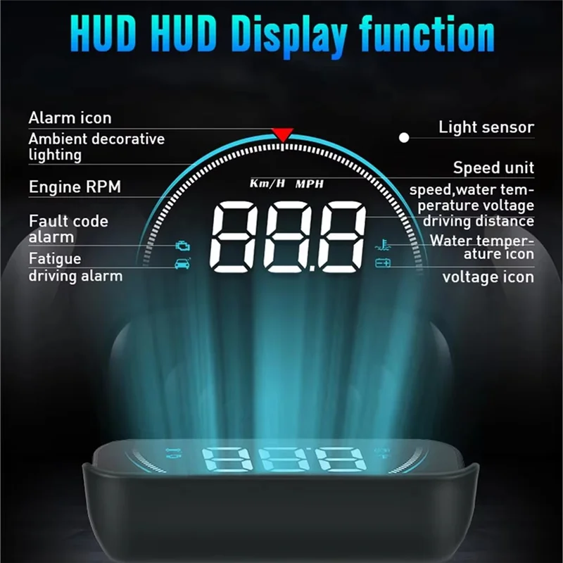 

A11M-OBD Speedometer Car HUD Projector For Windshield, Smart Digital Display Of Speed, Water Temperature, And Voltage