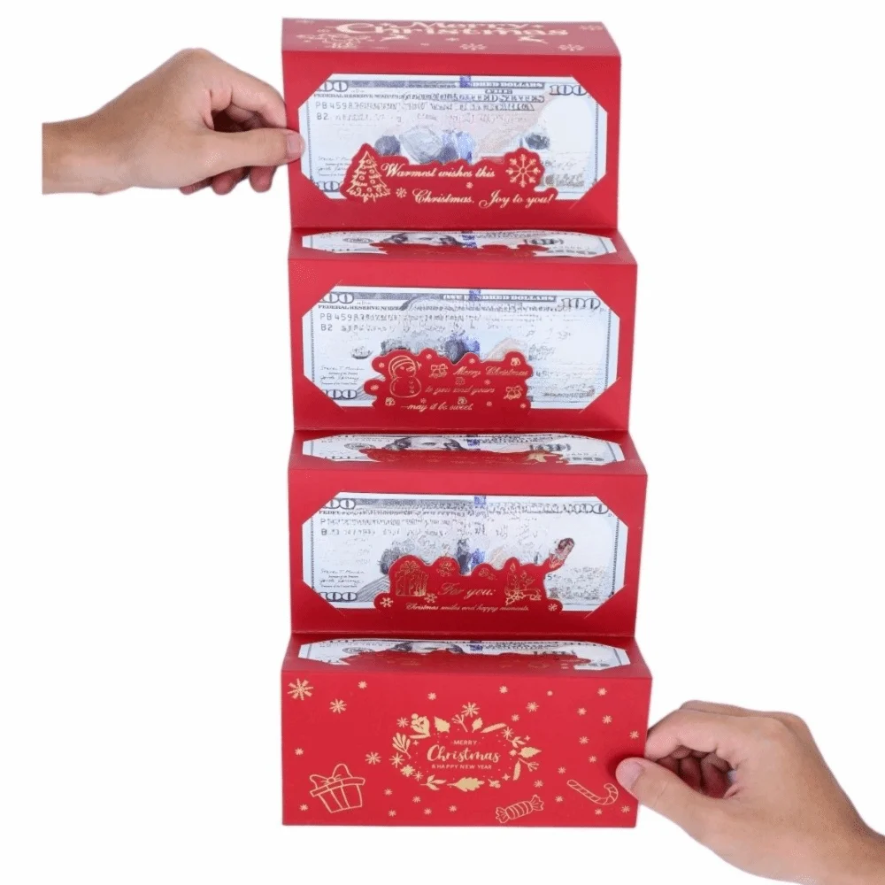 2 Set Santa Claus Christmas Money Card Envelope Red Lucky Folding Banknote Card 6 Card Positions Elk Merry Christmas Decorations