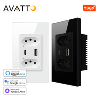 AVATTO Tuya WiFi/ZigBee Brazil  Smart Wall Socket With USB/Type C Ports Power Outlet Fast Charger Works With Google Home Alexa