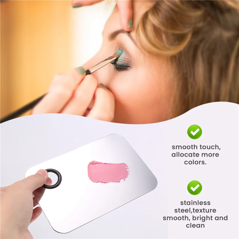 A05G-Paleta de maquillaje profesional, bandeja de maquillaje mixto, paleta de base líquida de acero inoxidable, herramientas de maquillaje de arte de acuarela