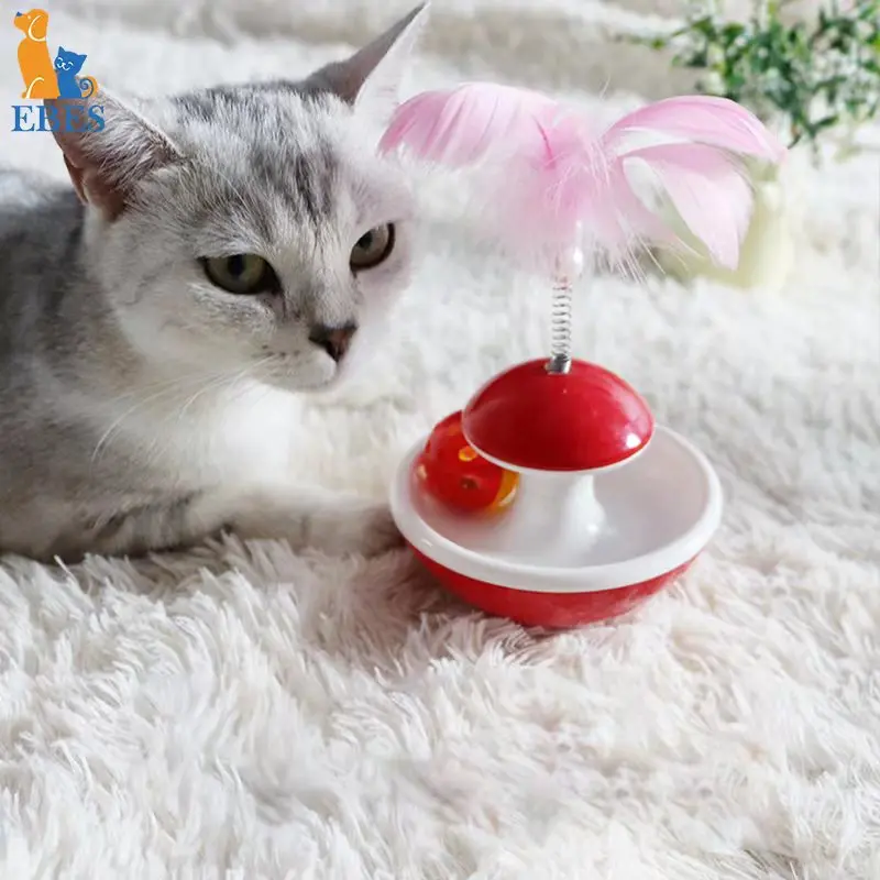 New Durable Funny Pet Cat Toys For Entertain Itself Mimi Favorite Feather Tumbler With Small Bell Kitten For Catch