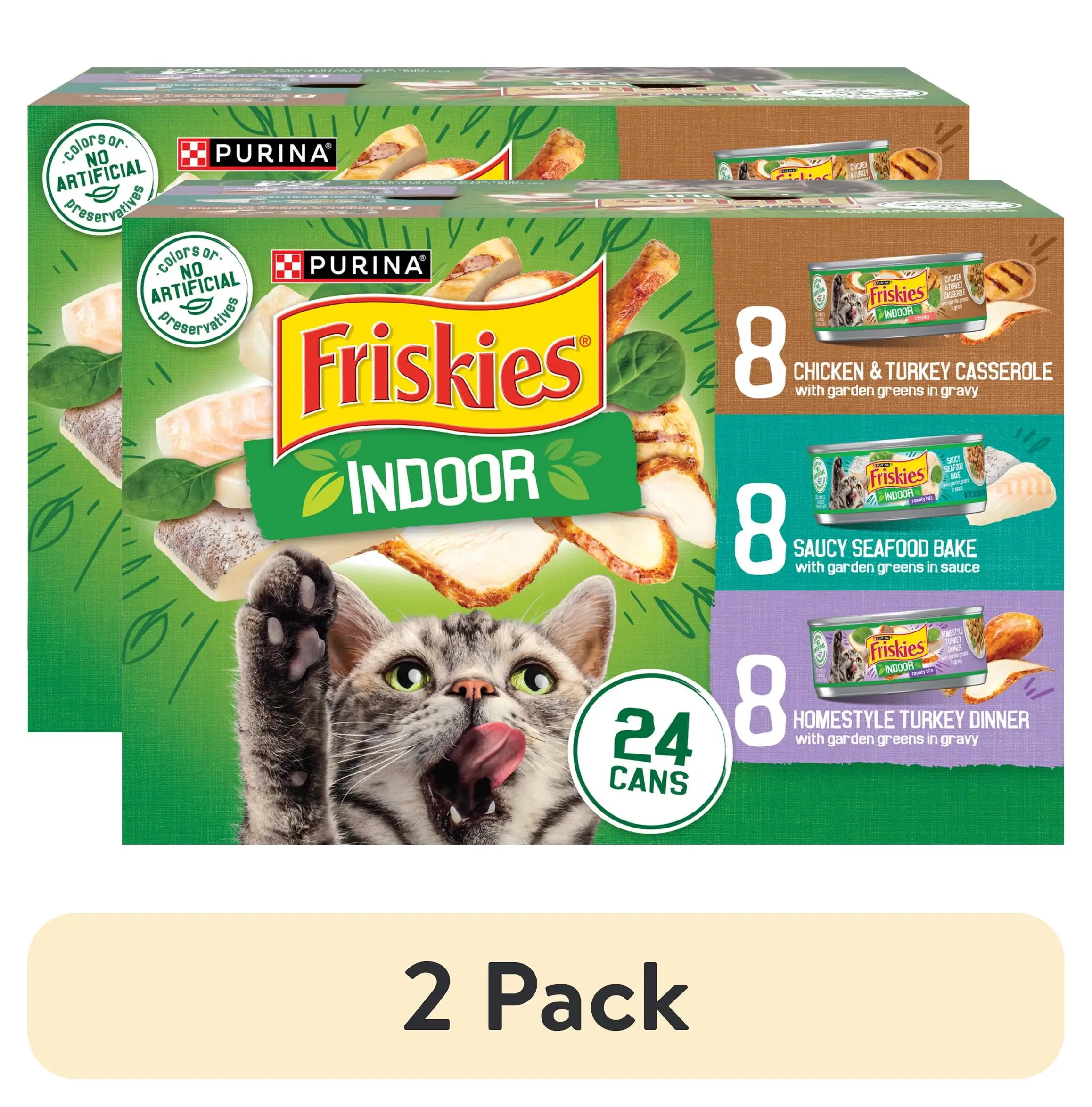 

2 pack wet cat food variety pack in 5.5 oz cans for balanced daily nutrition