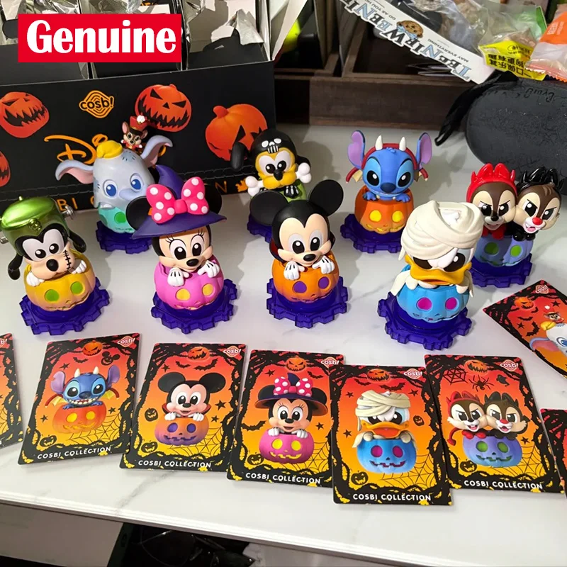 

Genuine Miniso Disney Mickey Mouse And Friends Pumpkin Series Blind Box Cartoon Stitch Mickey Figure Halloween Gifts For Kids