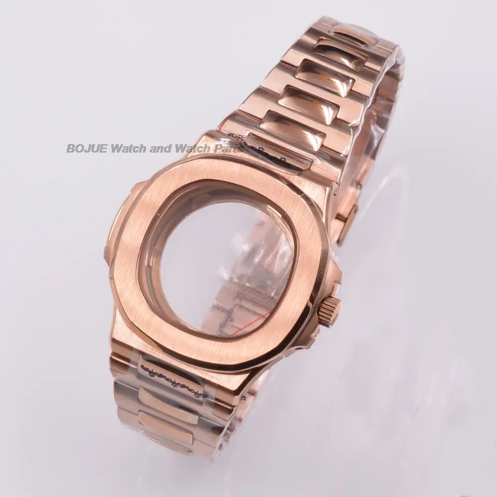 41mm NH35 Case  PVD Black/ Rose Gold Stainless Steel Band Watch Parts for Nautilus MOD NH36 movement Replacements Accessories