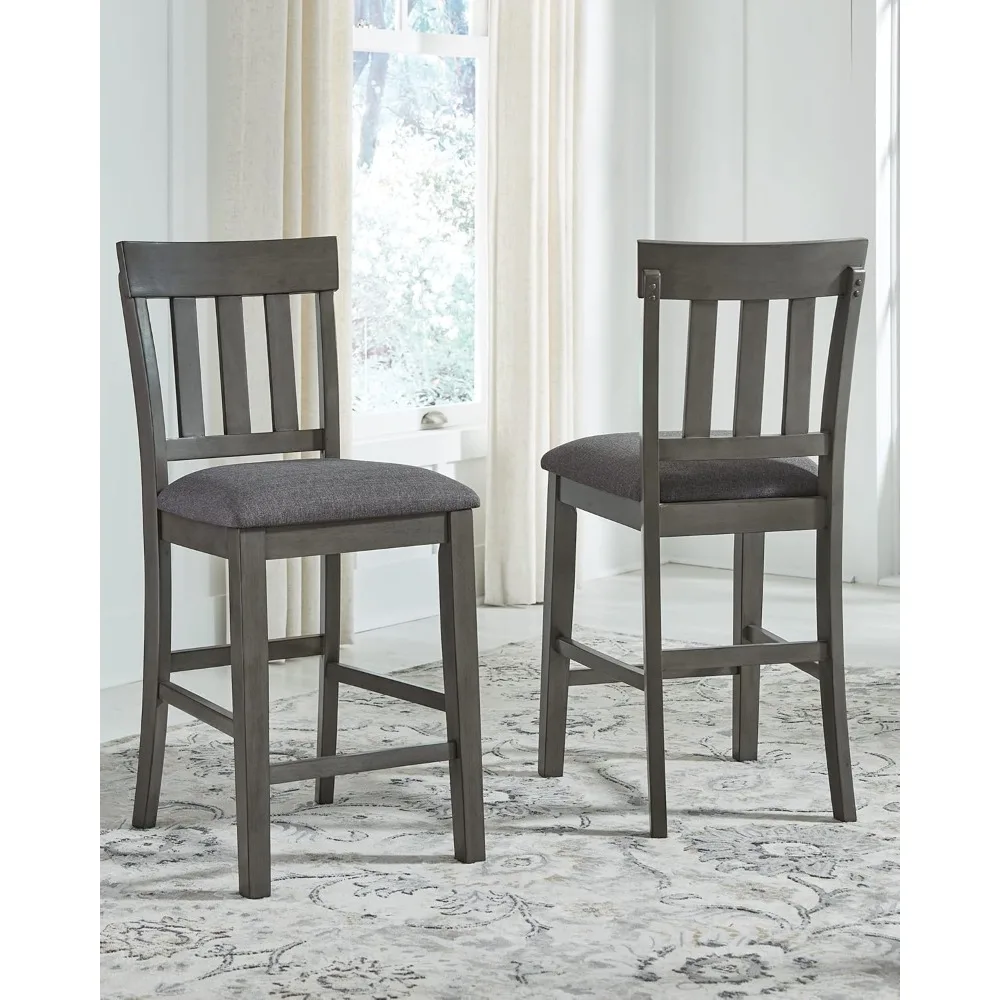 Hallanden Modern Farmhouse 25.75 بوصة مقعد منجد بارتفاع عداد، مجموعة من 2، رمادي داكن
