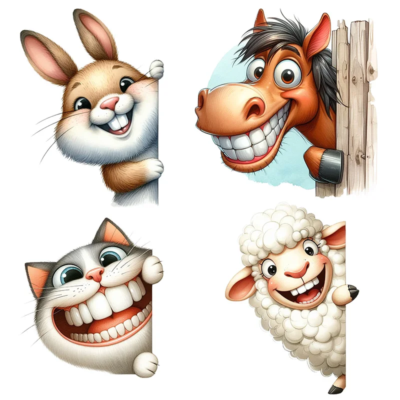 C1219# Peeking Animal Cartoon Toilet Stickers, Bright Wall for Home, Cabinet, Door,Decoration, Vinyl Car Decals, Art Wallpaper