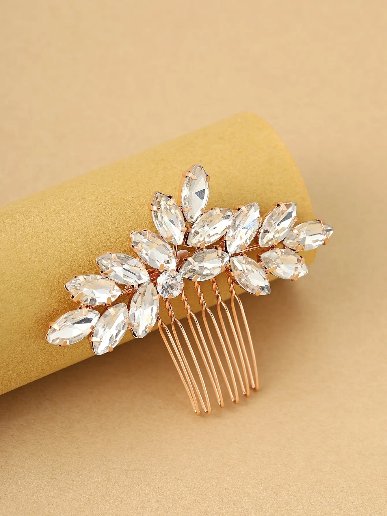 1pc Women's Glass Crystal Decor Hair Comb, Bridal Wedding Party Accessory