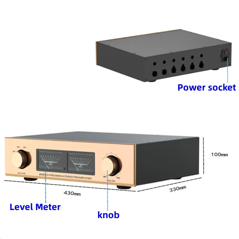 

Width 430mm Height 100mm All Aluminum Amplifier Chassis C-245 Level Meter Preamplifier Housing Shell Enclosure / Case / DIY Box