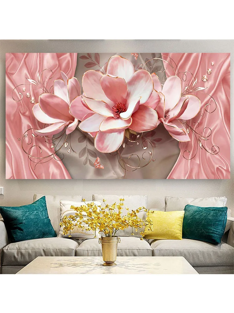 5d Diy Diamond Painting flower Full,Square,Round Diamond Embroidery Pink Magnolia Art Diamond Mosaic,big size Home decor V22