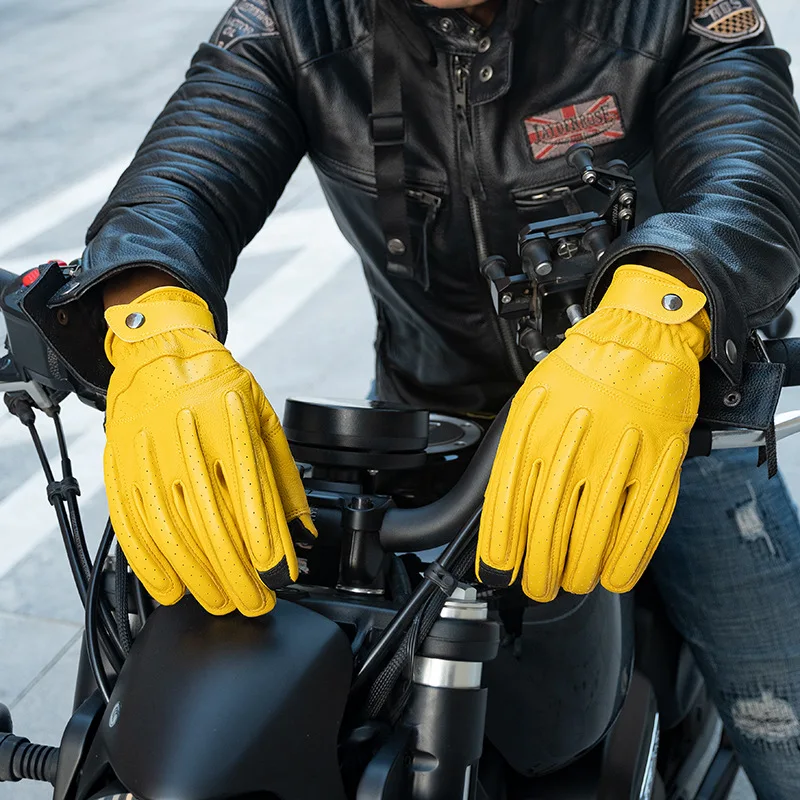 

Motorcycle Riding Gloves Vintage Leather Touch Screen Anti Drop Breathable Motorcycle Gloves Skateboard Protective Equipment