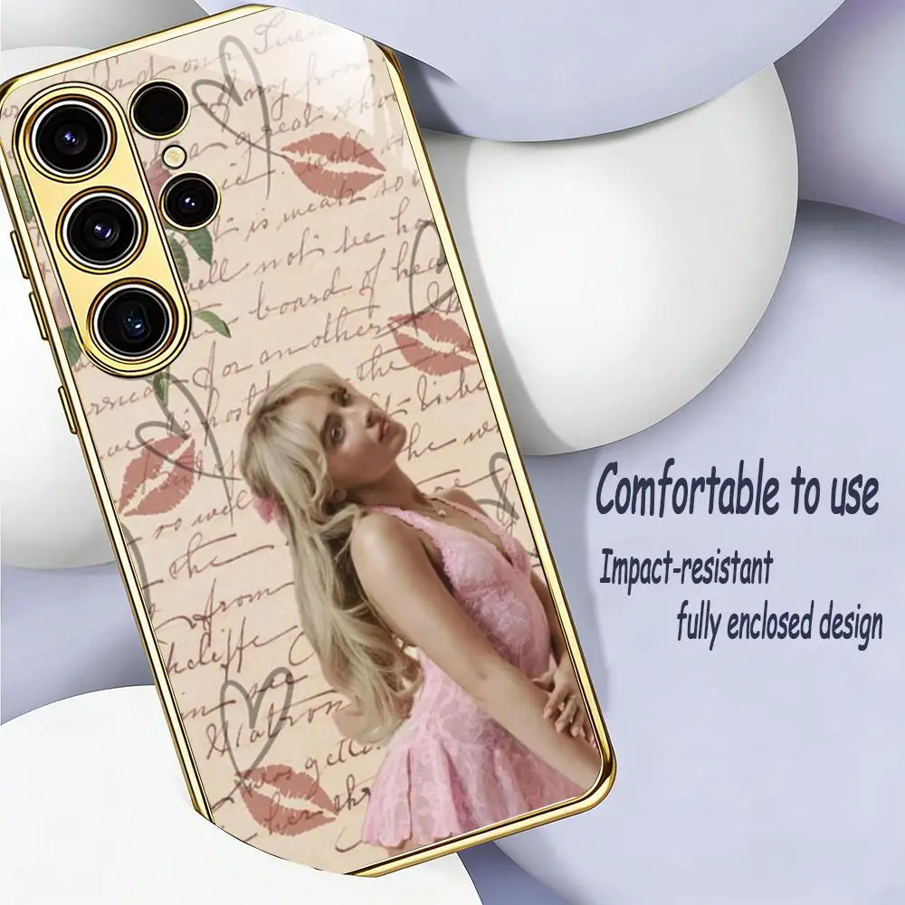 Popular singers S-Sabrinaes Carpenter Phone Case For Samsung S26 S25 S24 S23 S22 S21 Plus Ultra FE Edge Electroplated glass