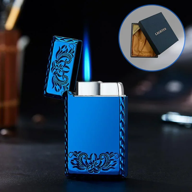 Waterproof Metal Lighter Windproof Electroplated Dragon Embossed Pattern Red Fire Direct Cigar Lighter Men Smoke Accesoires