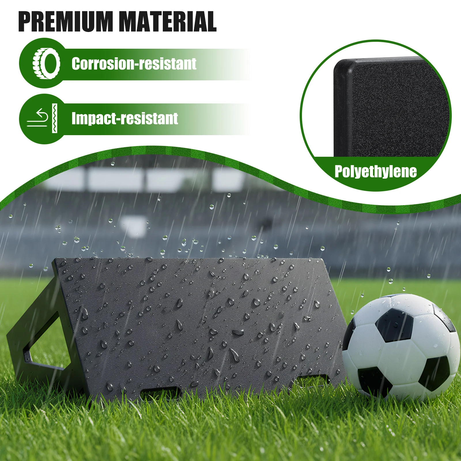 

Футбольная отбойная доска 100x40 см, складная, из HDPE, для отработки контроля, пасов и ударов.