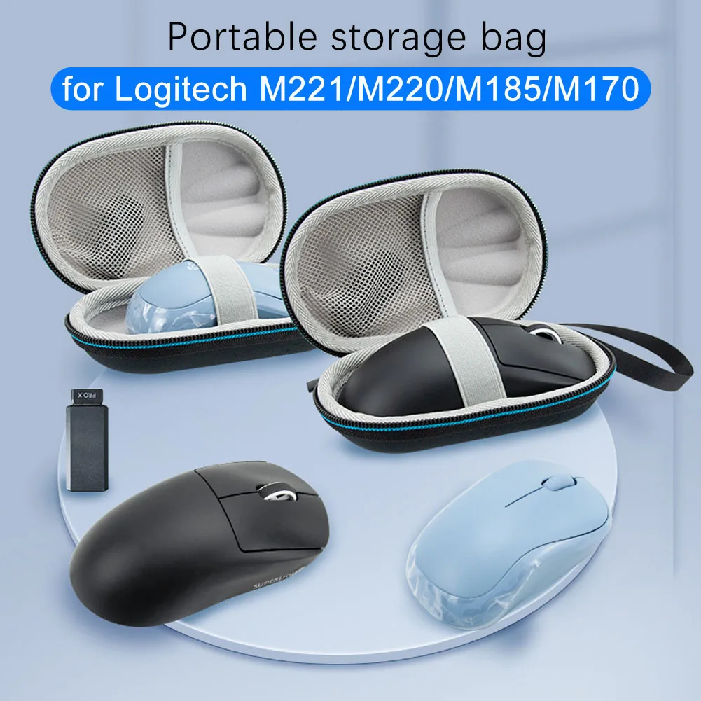 Portable Mouse Storage Bag with Hand Rope Waterproof Wireless Mouse Carrying Case Scratch Proof for Logitech M221/M220/M185/M170