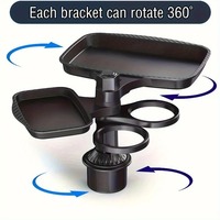 3-in-1 Detachable Car Cup Holder Tray-Expandable Food Table with 360° Rotating Design Sturdy Base for Long Road Trips Table Tray