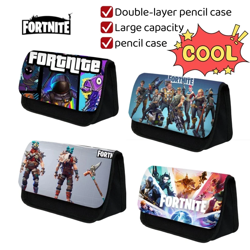 

Новый мультяшный пенал Fortnite большой вместимости, двухслойный, для школьников, с высокой цветовой ценностью, двусторонний, подарок на день рождения