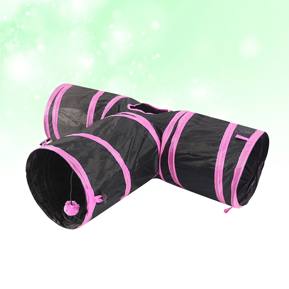 

Cat Tunnel Interactive For Cat Tube Cats Kitten Play Durable Fabric Pet Tube Toys Iron Play Tunnel Pink