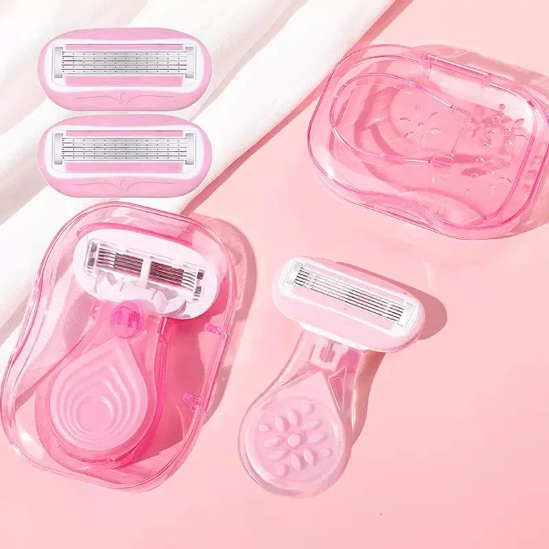 Hot Sale Protective Net Blade Lady Manual Shaver Set, Portable Women Travel Razor for Face Leg Bikini Body Shaving