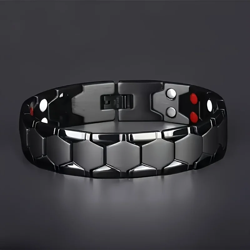 1pc men's magnetic titanium alloy bracelet - Ideal Father's Day gift, detachable hexagonal wide magnetic bead bracelet