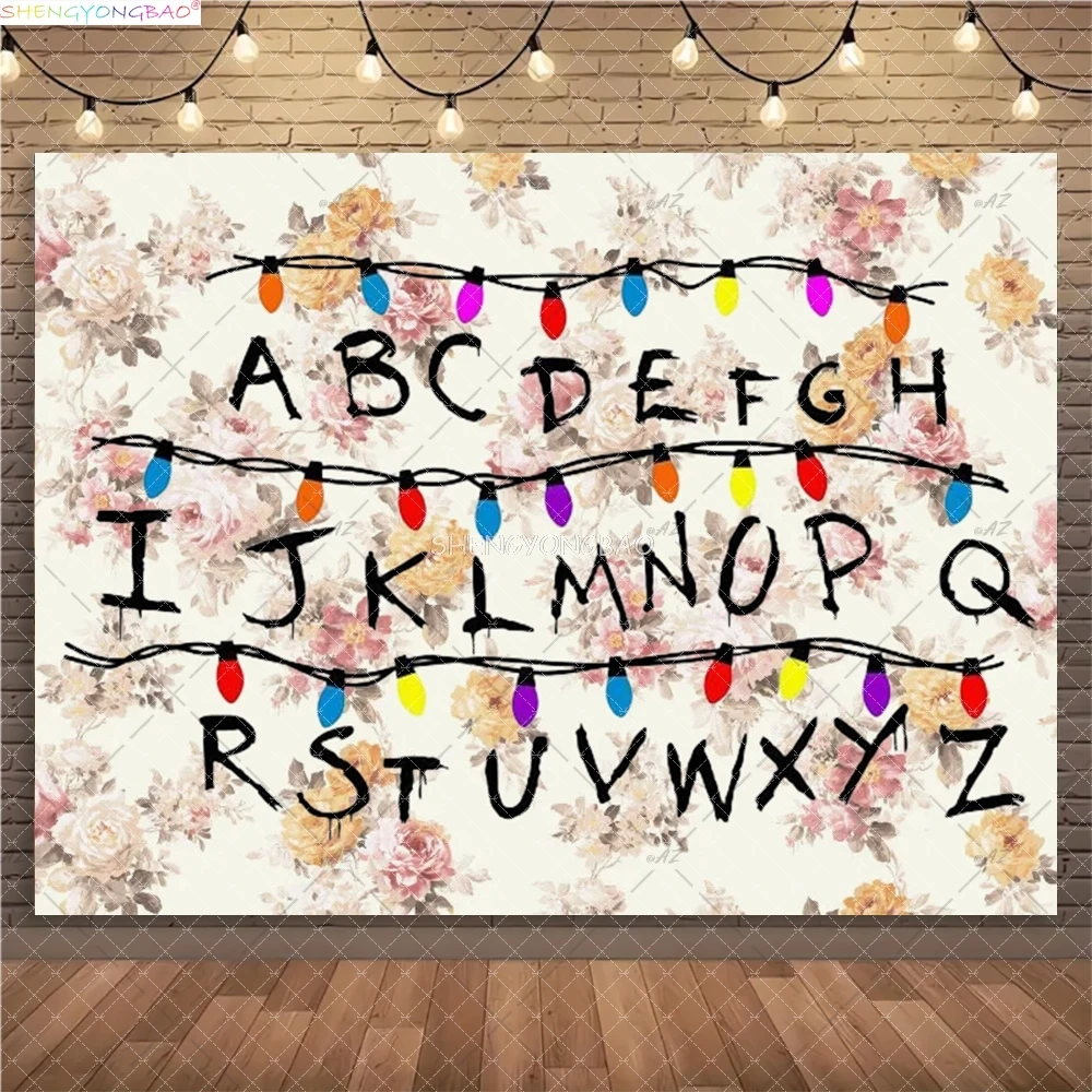 

American TV Stranger Luminous String Photography Backdrops Prop Alphabet Light Baby Gift Birthday Party Background ZZ-01