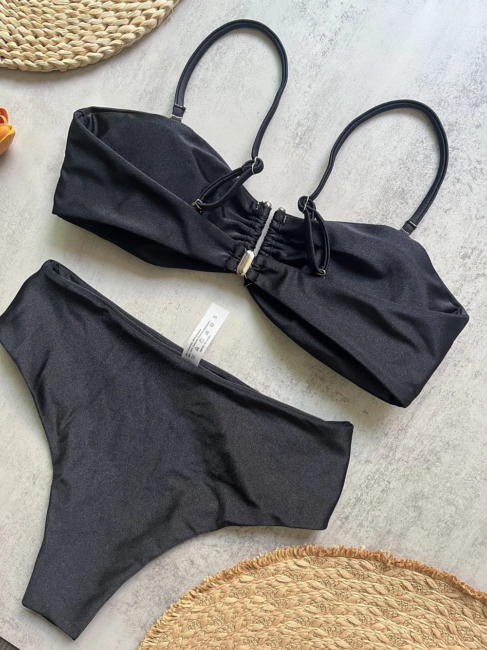 Bikini Bandeau Push Up para Mujer, Trajes de Baño 2026, Traje de Baño Sexy de Cintura Alta, Conjunto de Bikini Brasileño, Trajes de Baño Sólidos para Playa