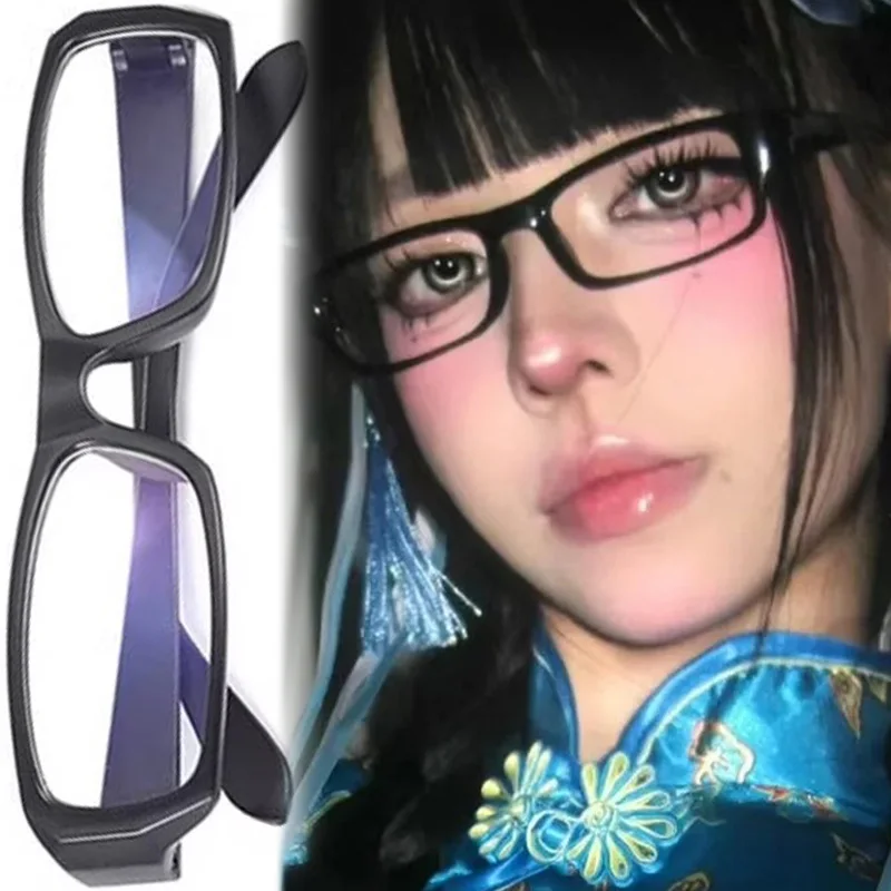 

Harajuku Kroean Square Glasses Black Small Frame Cosplay Decorative Eyeglasses Women Fashion Anti-blue Glasses Y2k Retro Eyewear