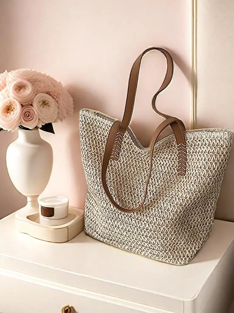 bolsa-de-praia-ande-e-casual-em-sistema-de-trancado-florestal-verao-2024-bolsa-de-palha-de-ombro-Unico