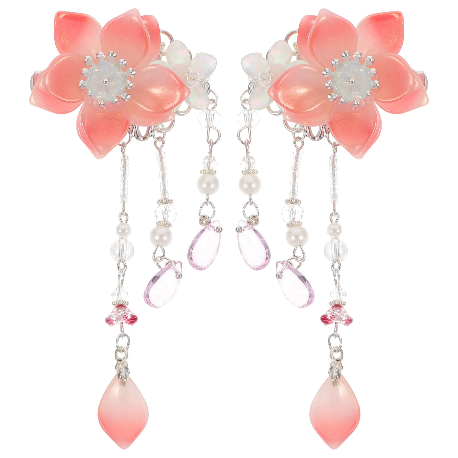 

1 пара китайских цветочных заколок с кисточками, заколки для волос в древнем стиле, прочный милый дизайн, вечерние китайские заколки для волос