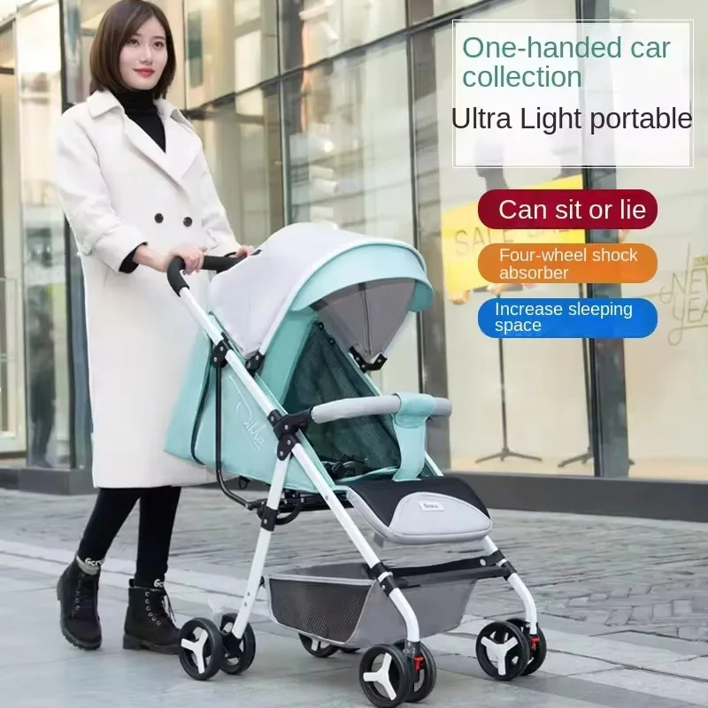 Baby Stroller Lightweight Newborn Baby Two-way Swivel Seat High Landscape Folding Four Seasons Universal Travel Stroller