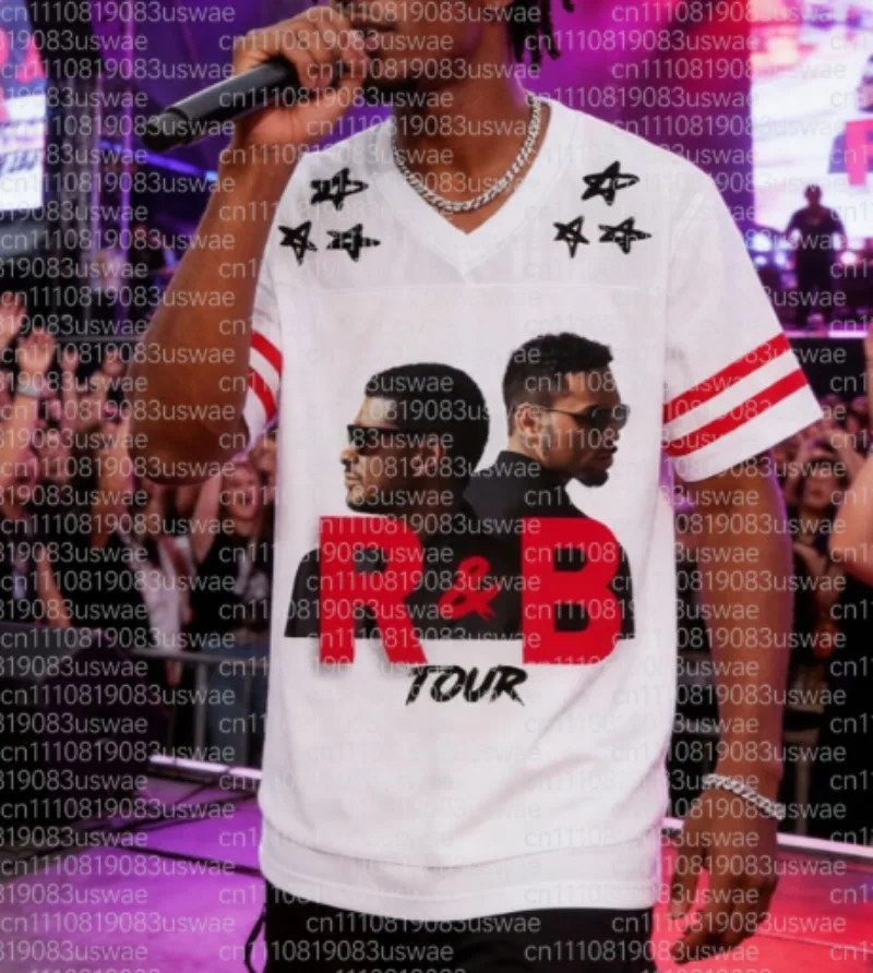 Camiseta Deportiva de Verano con Estampado 3D de Usher y Chris Brown, Gira R&B 2026, Concierto Raymond Brown, para Hombre