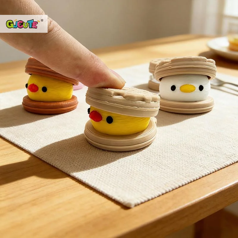 1pcs Creative Duck & Chick Waffle Stress Relief Pinch Kid's Toys Office Funny Vent Toys Desktop Decorative Ornaments