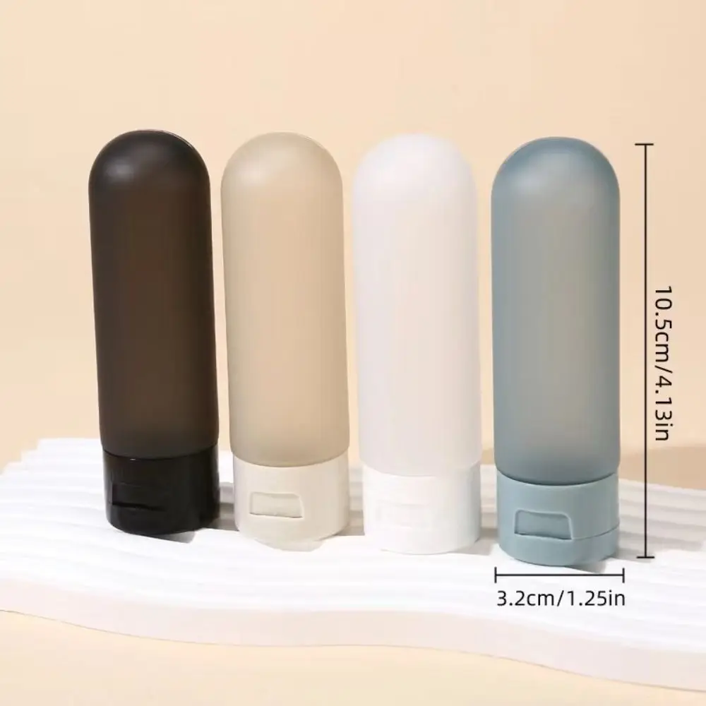 Clear Leak Proof 4 Pcs Travel Bottles Silicone Squeezable Shampoo Container Portable BPA Free Refillable Tubes Trip