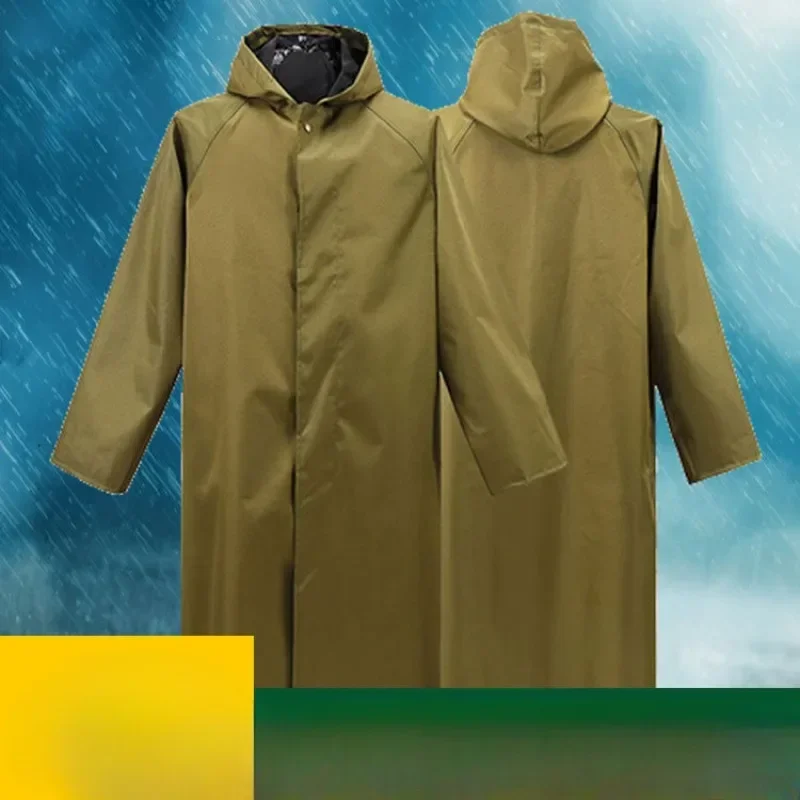 2024 New Long Sleeve Canvas Thickened Full Body Raincoat Outdoor Hiking Construction Site One-piece Windbreaker Style Raincoat