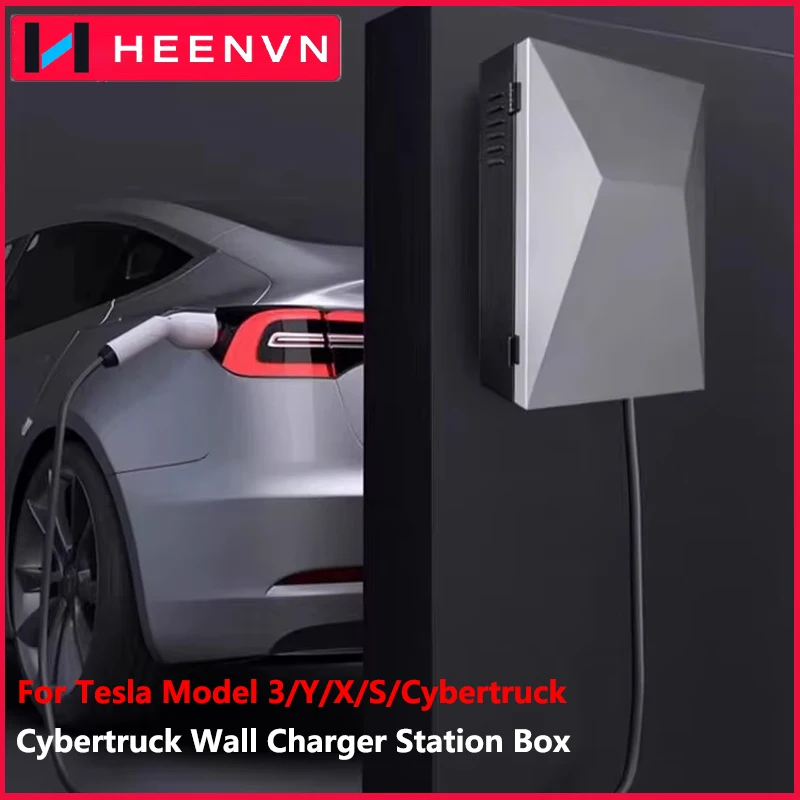 Heenvn Cybertruck Wall Charger Station Box for Tesla Model 3 Y S X Waterproof Outdoor Charging Cable Organizer Holder Accessorie