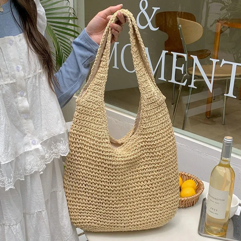

Vacation Straw Shoulder New Tote Large Capacity Casual Handbag Woven Bag Ethnic Style