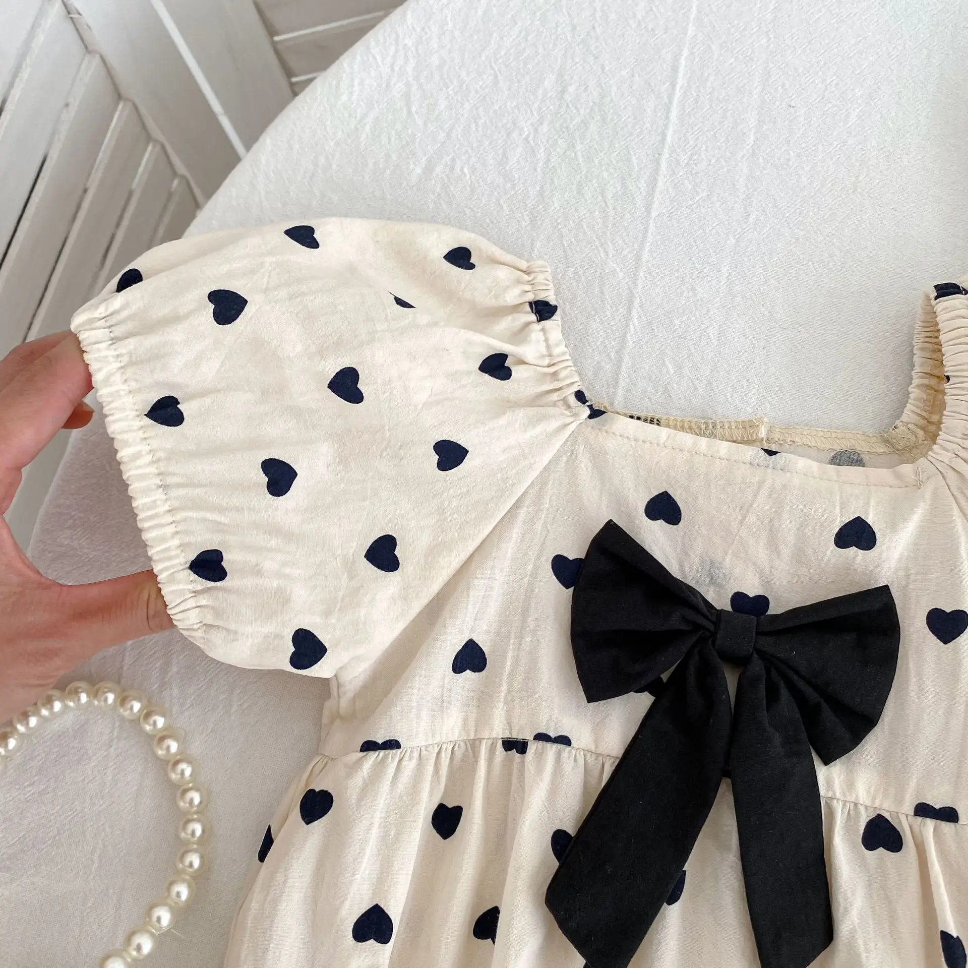 2026 Neues Frühlings-Schwesterkleid 2-6 Jahre Mädchen Partykleid Baumwolle Kinder Herzförmiges Kleid 0-24 Monate Baby Mädchen Kurzarm Bedruckter Strampler – Detail 23