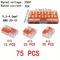 Universal Quick Insert Terminals - 10/20/30/75pcs Brass Connector with PVC Shell, Ideal for Electrical Repair & Home Projects