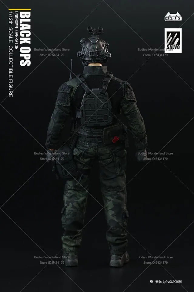 In Stock HASUKI SA01 1/12 Scale Male Soldier Black Ops SALVO