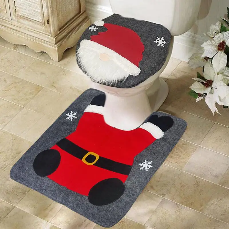 Christmas Warm Cute Toilet Seat Cover Non-Slip Gnome Toilet Seat Cover Winter Thicker Soft Washable Toilet Seat Cover Mat