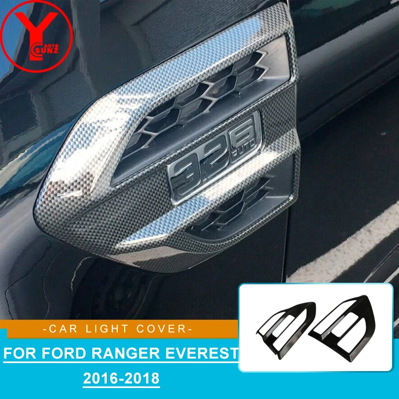 

Carbon Fiber Side Lamp Frame Cover Front Light Trim Car Chromium Decoration For Ford Everest Ranger T7 2016 2017 2018 YCSUNZ