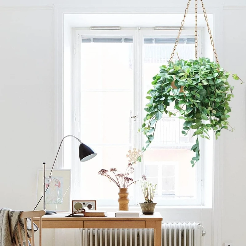 Large Gold Hanging Planter with Drainage, Semi-Circle Hanging Plant Holder for Indoor Plants, LightweightCeiling Basin-ABFB