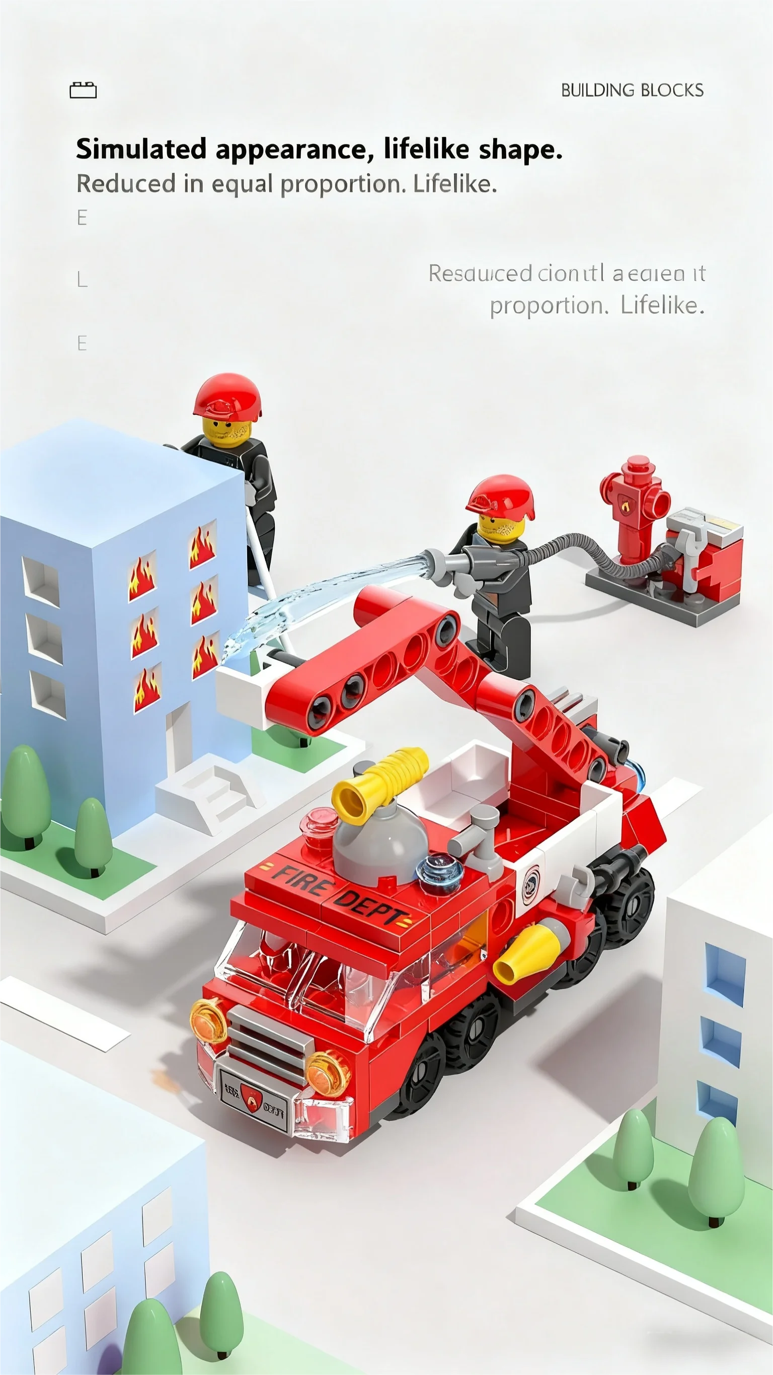 6-in-1 Mega-Stadt-Baukasten - Polizeiauto, Feuerwehrauto, Kran, Panzer, Hubschrauber & Mehr, Bauingenieur-Spielzeug Geschenk – Detail 2