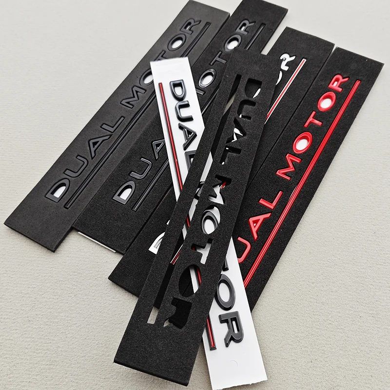 3D ABS Chrom Schwarz Auto Buchstaben Logo DUAL MOTOR Emblem Heckklappen-Abzeichen für Model 3 Y Dual Motor Aufkleber Auto Zubehör – Detail 6